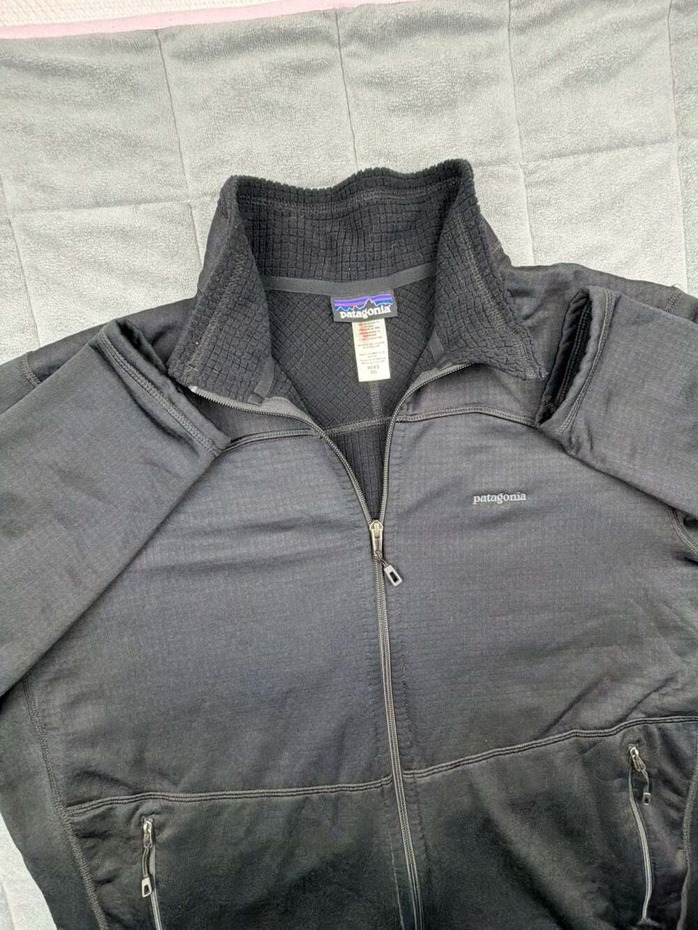 Patagonia R1 Full-Zip Fleece Jacket XXL Black Grid Thermal